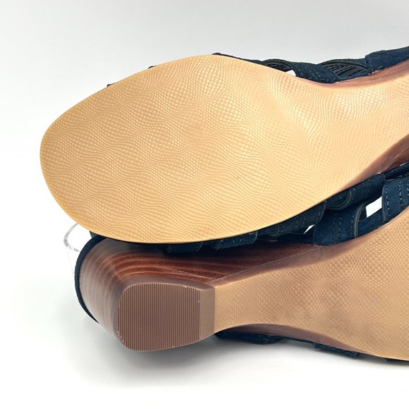 7W 7 WIDE Bella Vita Womens Taresa Navy‎ Blue Suede Cage Gladiator Sandals Shoes - Picture 10 of 13